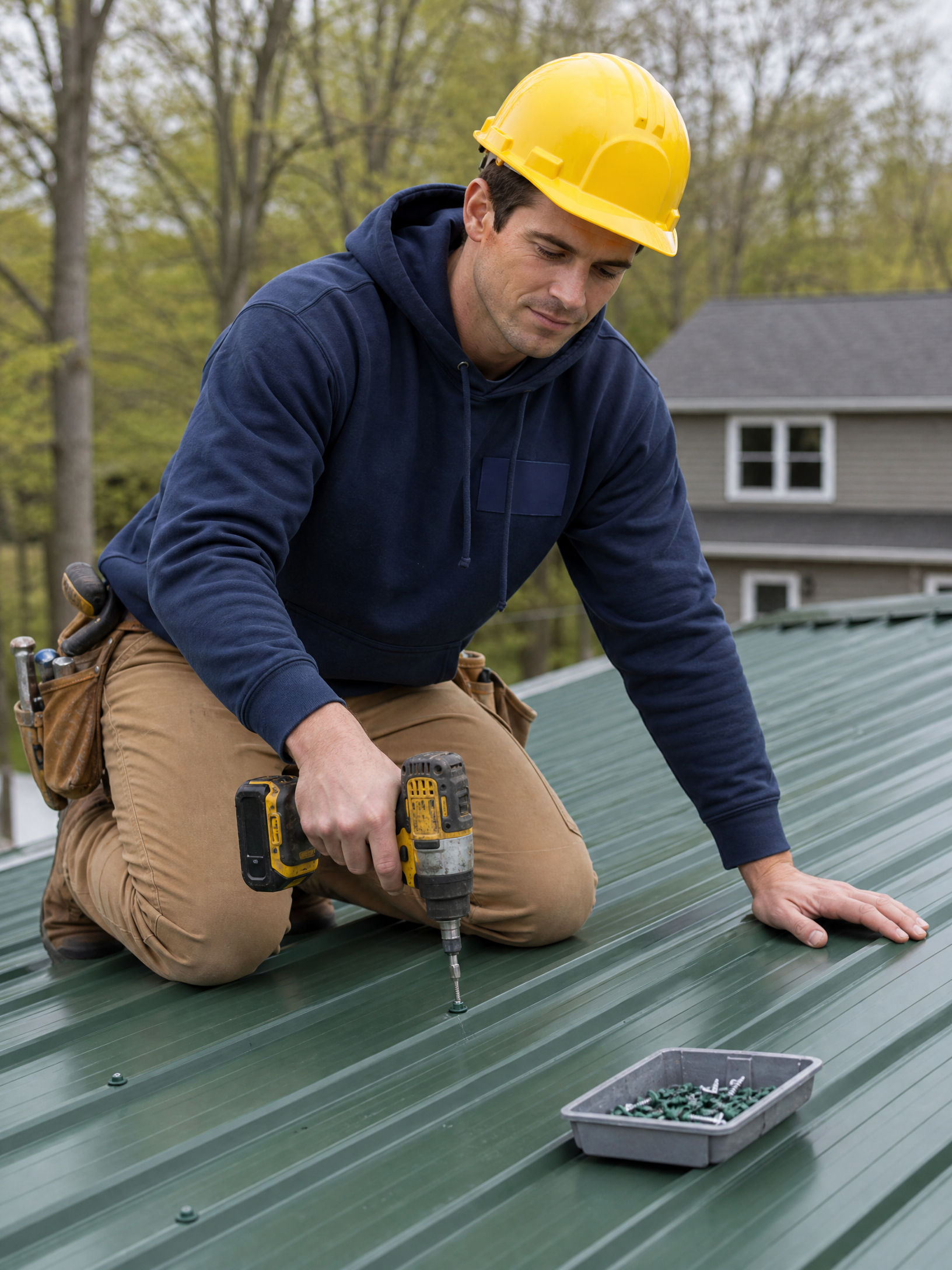 Refastening a screw-down metal roof in Schenectady