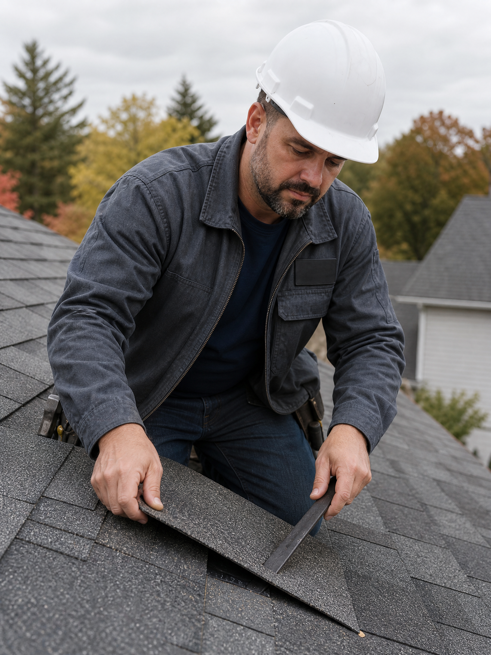Replacing wind-damaged shingles on a Schenectady roof