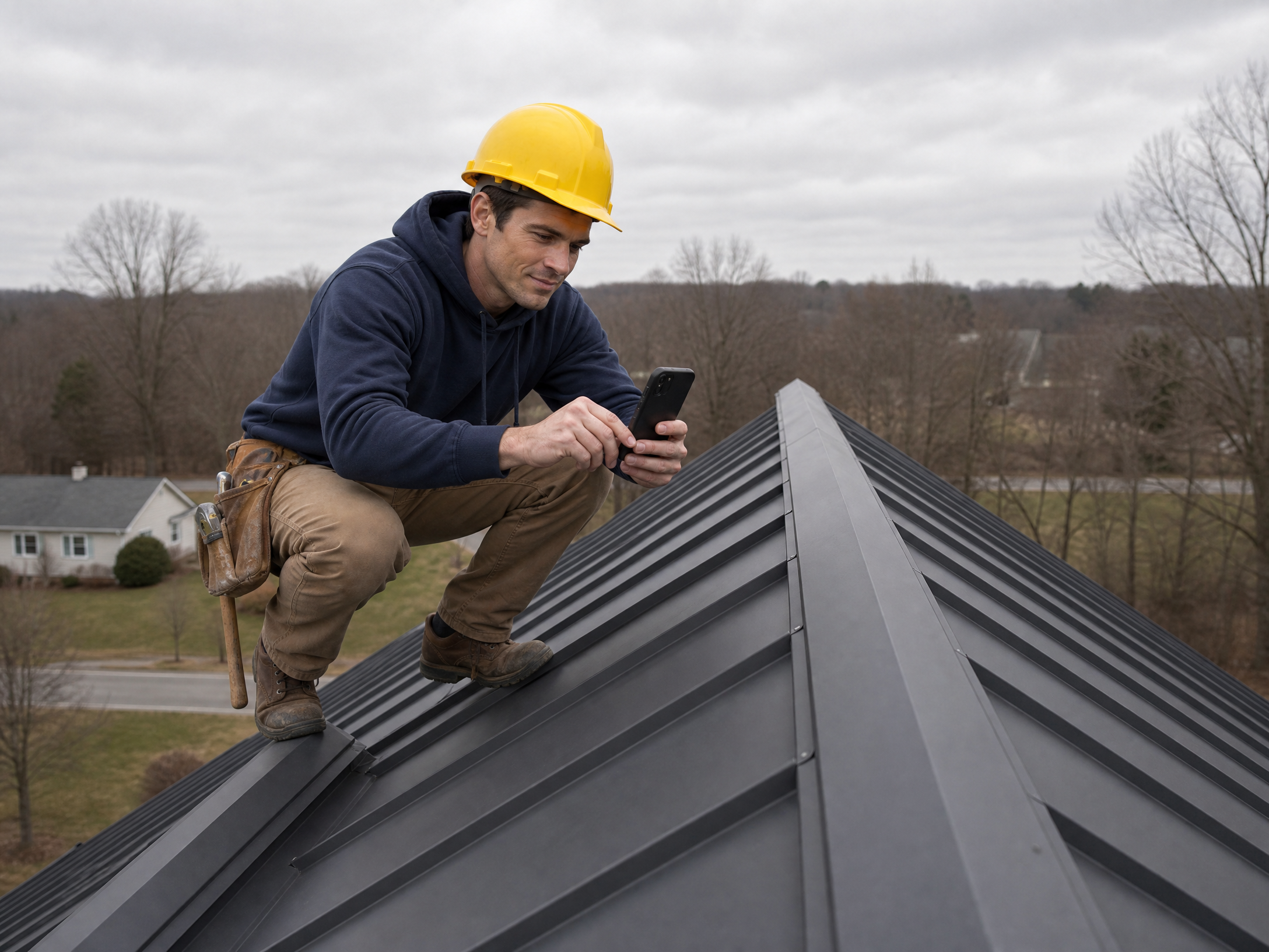 Photographing the roof during an inspection — the photos the customer sees